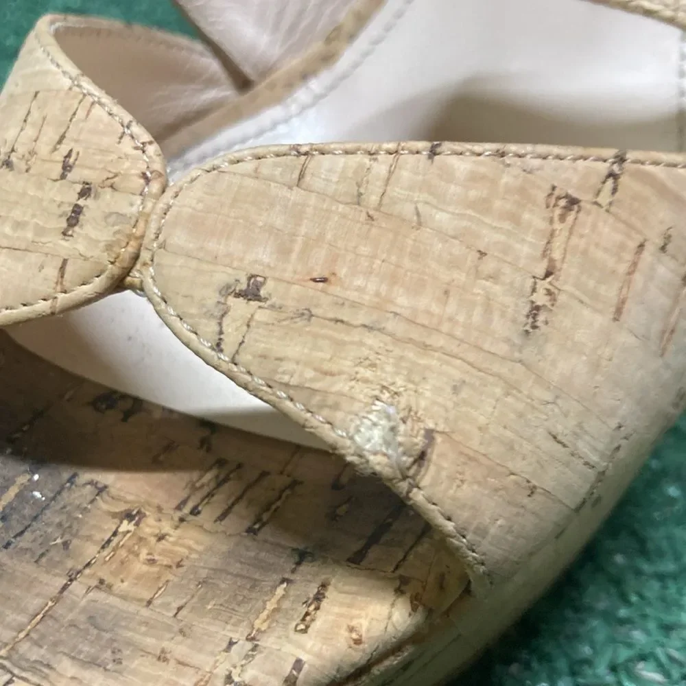 Prada Natural Cork Platform Sandals with Gold Buckles